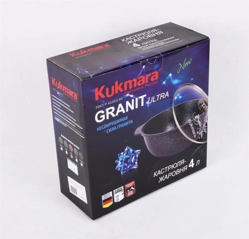 "Granit ultra" turkumidan shisha qopqoqli 4l Kukmara kastryul-qo&lsquo;rasi (Red) xususiyatlar
