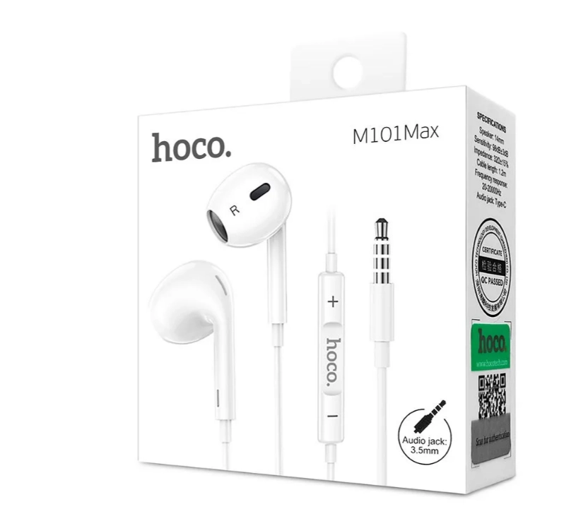 Проводные наушники Hoco M101 Max Jack 3.5mm, 1.2 м, White в Узбекистане