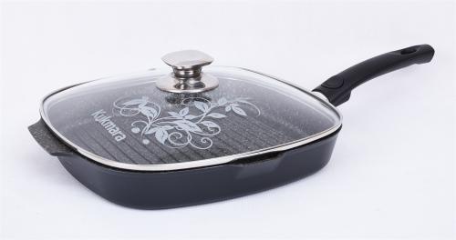 «Granit Ultra» turkumidan olinuvchi dastali va qopqoqli 280x280mm kvadrat shaklli Kukmara tova-grili (Original) sotib olish