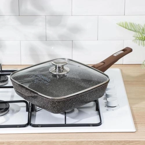 Сковорода квадратная со съёмной ручкой и крышкой 28х28 см, Мечта Premium с029901 недорого