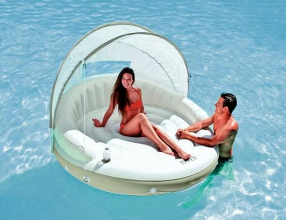 Надувной круг-шезлонг с навесом Intex 58292 недорого