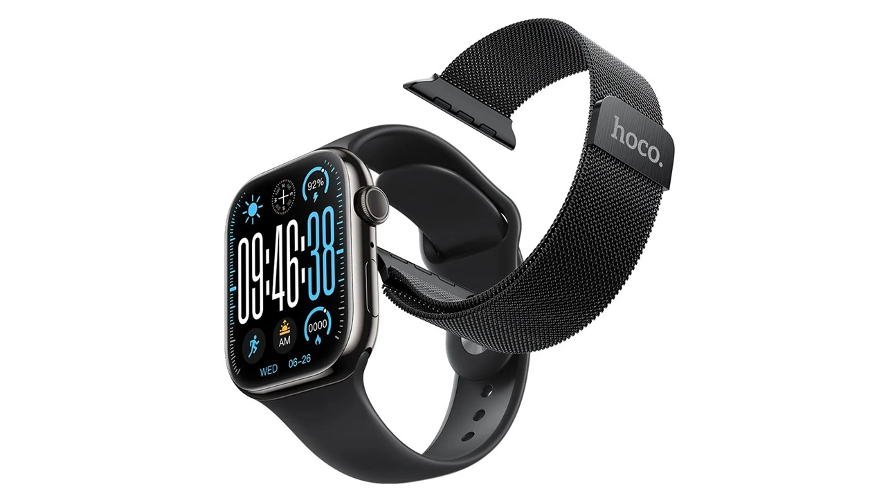 Aqlli soat ikkita almashtiriladigan remeshka bilan Hoco Y42 Smart watch, Black sotib olish
