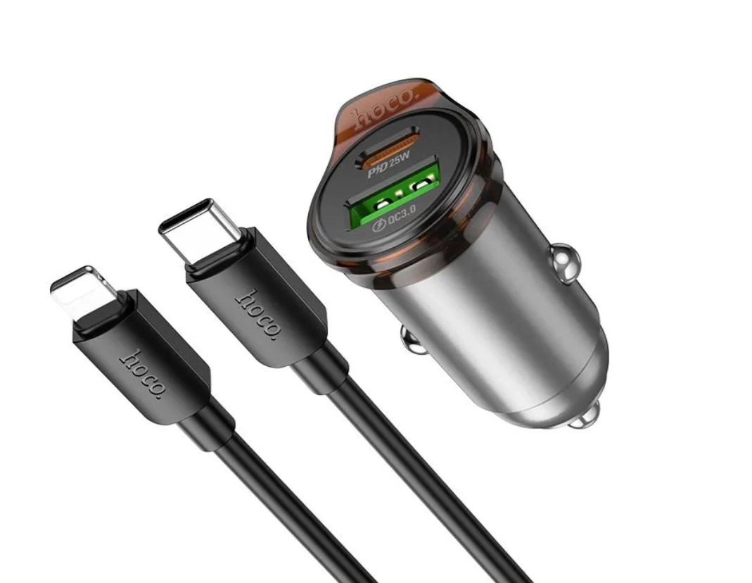 Hoco NZ16A Type-C to Lightning avtomobilda zaryadlovchi qurilmasi arzon