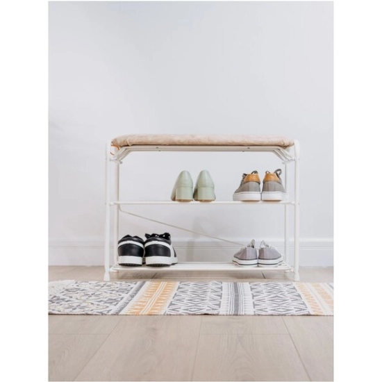 Альфа 23 o'rindiqli poyafzal stendi jigarrang (oq) O'zbekistonda