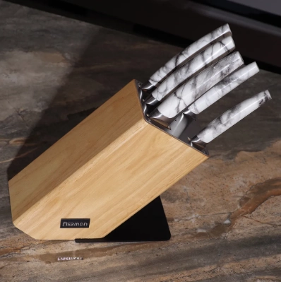 FISSMAN 2692 yog‘och podstavkali pichoqlar to‘plami, 6 ta buyum rasm bilan