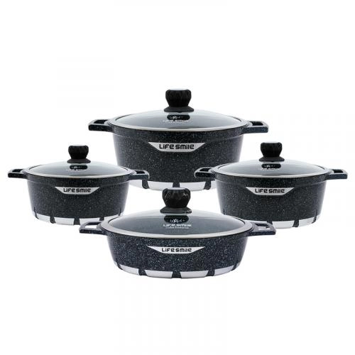 Набор кухонной посуды Lifesmile (чёрный, серый, бардовый) купить