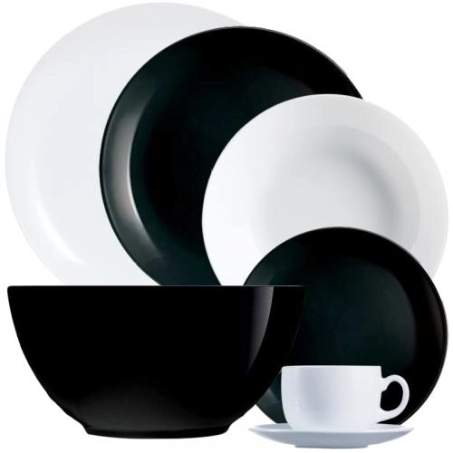 Diwali Black & White – 19 buyumli Luminarc dasturxon servizi sotib olish