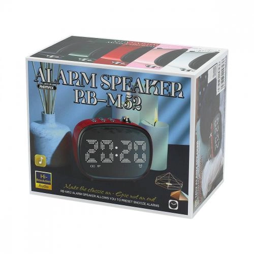 Remax RB-M52 Red &ndash; soatli va budilnikli simsiz LED-kolonka onlayn