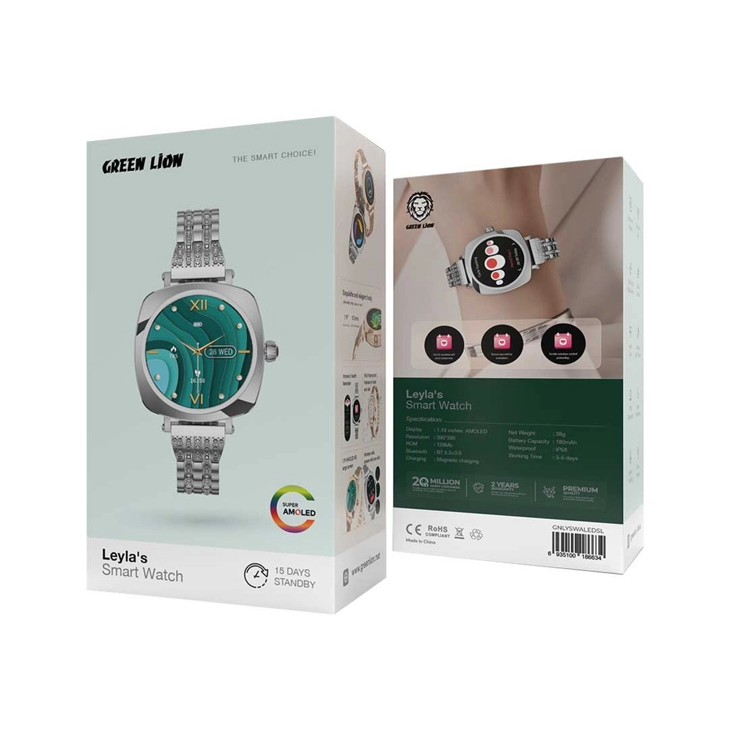 Green Lion Leyla’s Smart Watch Amoled Silver smart-soati arzon