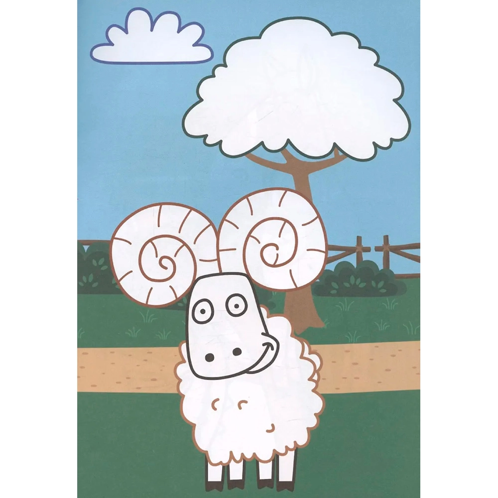 Раскраска Синий трактор. Рисуем пальчиками Домашние животные onlayn