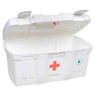 Keeplex Family doctor dori-darmon konteyneri, qisqichli va tutqichli, katta o'lchamda 38x21x19,5 sm, oq rang onlayn