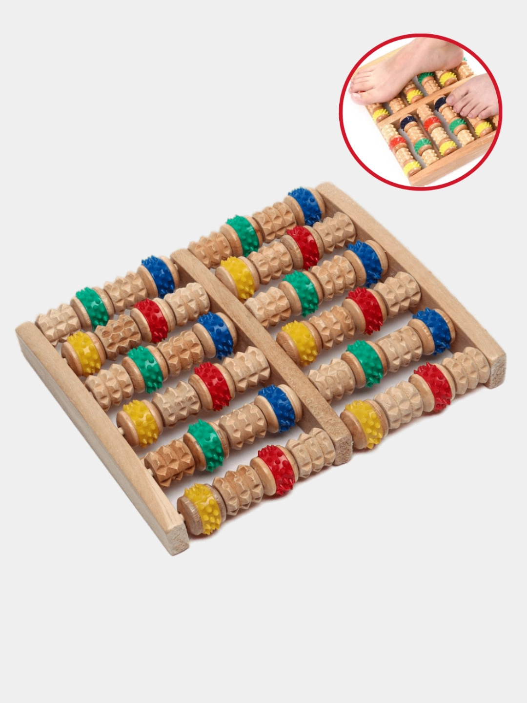 Массажер для ног, роликовый, деревянный, снимает стресс, боль и усталость, 25 x18 см рассрочка