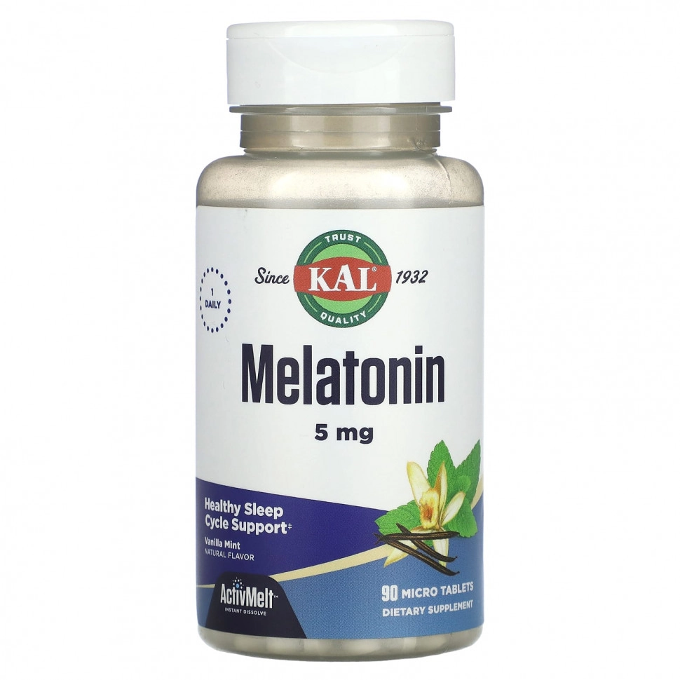 KAL Melatonin 5 mg, vanil yalpizi, 90 mikrotabletka (74671) sotib olish