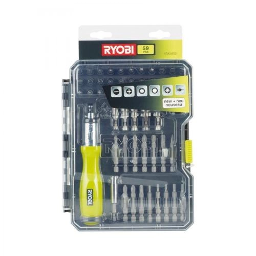 Набор бит и торцевых головок с отверткой 59 предметов Ryobi RAK59SD (5132002251) купить