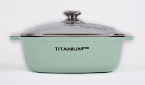 Kukmara "Titanium Pro" kvadrat kastryul-qo‘rasi, 5 l (Black, Green) rasm bilan