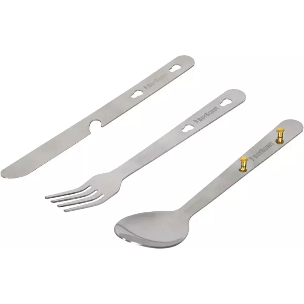 BoyScout g‘ilofli oshxona anjomlari to‘plami (vilka, qoshiq va pichoq) sotib olish