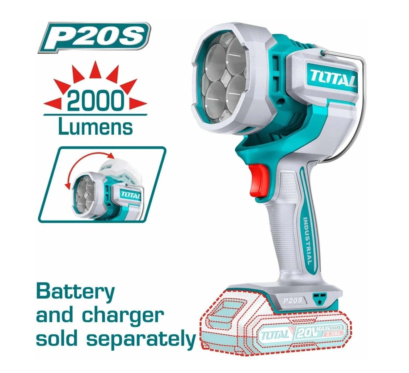 Фонарик аккумуляторный светодиодный TOTAL TWLI2088 sotib olish