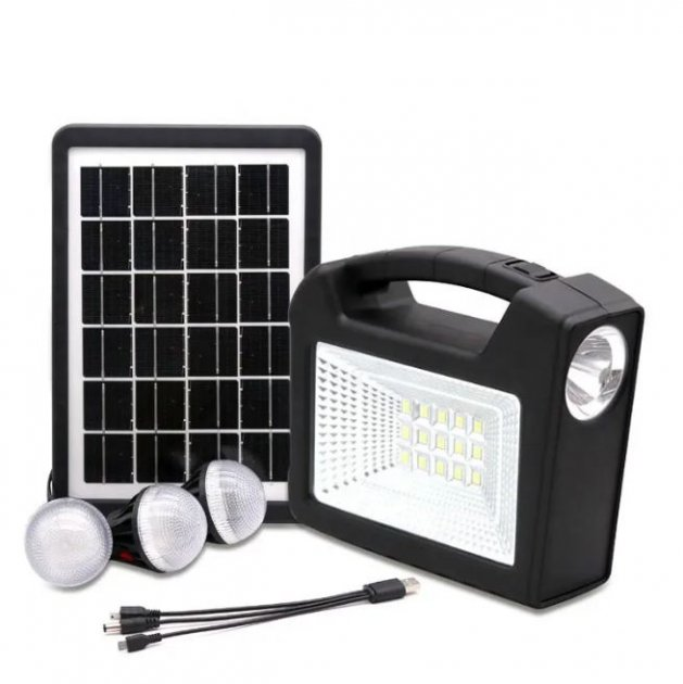 Фонарь-Лампа зарядная станция / 3 лампы / солнечная панель SOLAR LIGHT GD-103 Black купить