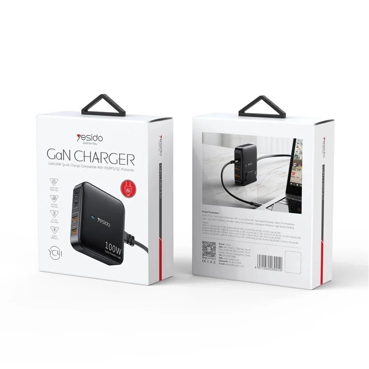 Сетевое зарядное устройство Yesido YC41 100w Gan - фото №3 Сетевое зарядное устройство Yesido YC41 100w Gan недорого