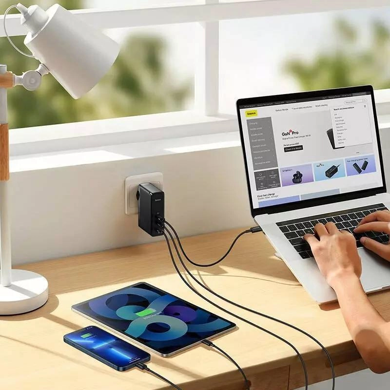 Baseus Gan5 Pro 140W Black zaryadlash qurilmasi rasm bilan