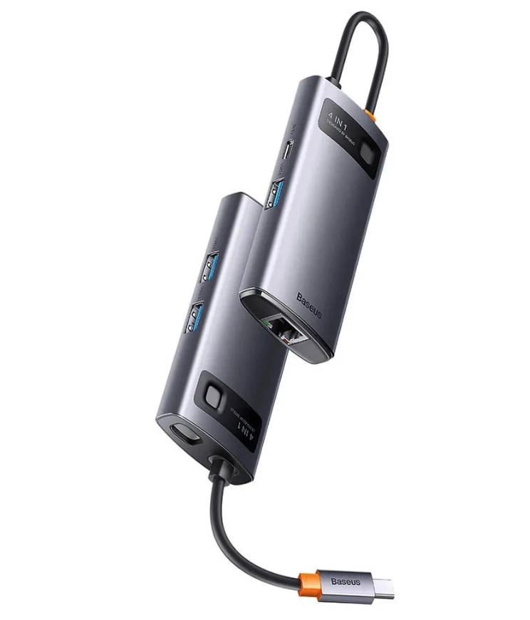 USB-концентратор Хаб USB Hub Baseus Metal Gleam Series HUB 4 in 1 USB Type-C - фото №3 USB-концентратор Хаб USB Hub Baseus Metal Gleam Series HUB 4 in 1 USB Type-C недорого