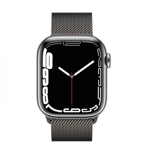 Apple Watch Series 7 GPS 45mm Stainless Steel Case with Milanese Loop Black smart-soati arzon