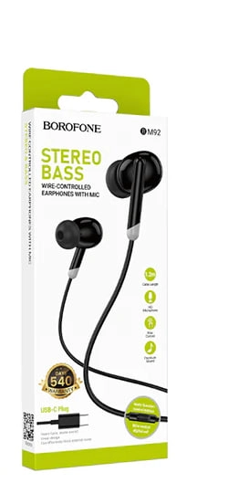 Проводные наушники Borofone BM92 (Type-c) чёрные в Узбекистане
