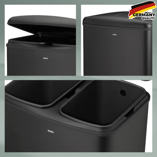 Ведро для мусора KELA Davino с педалью черное, 2х12 л, 2 отдела онлайн