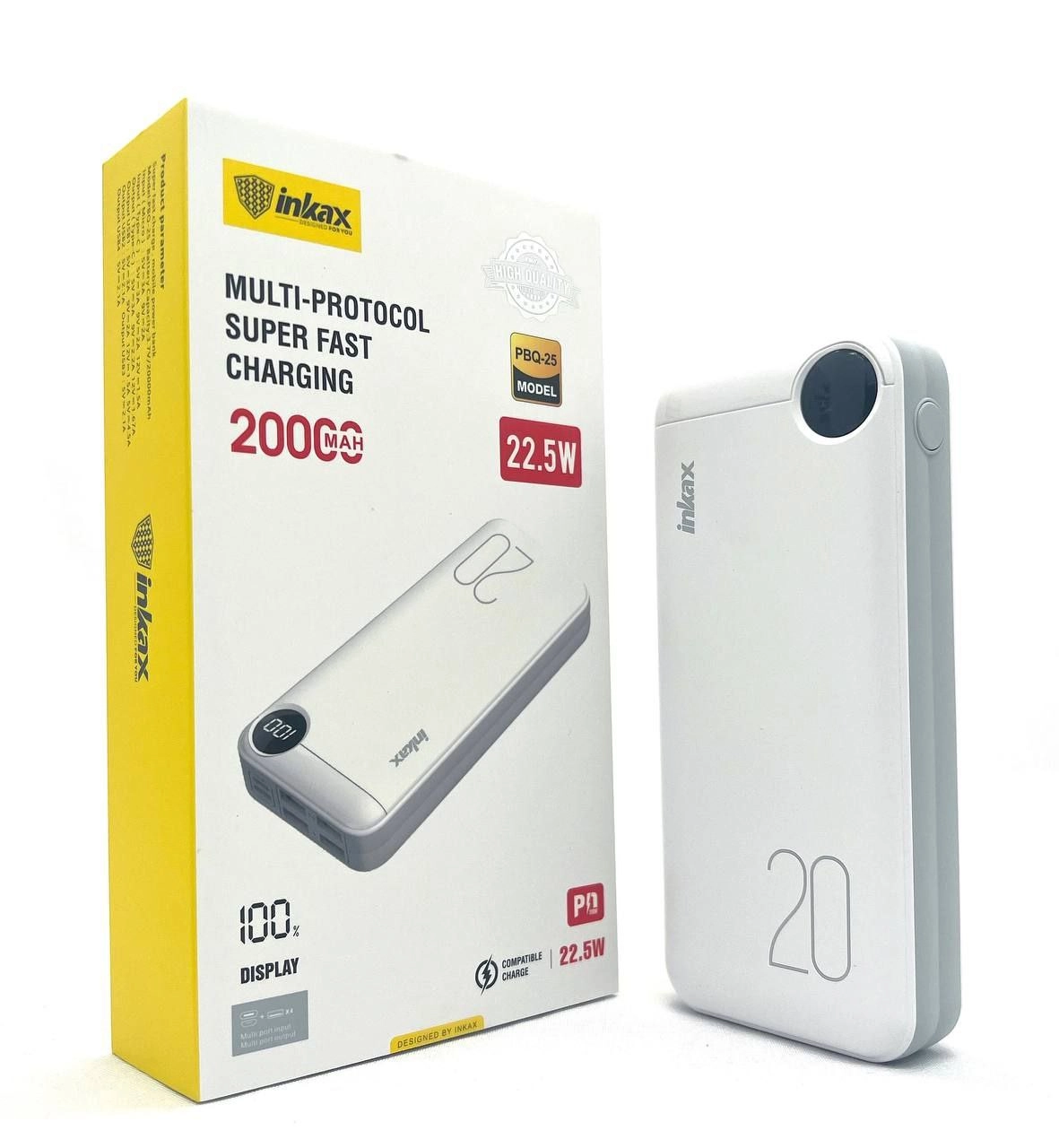Портативный аккумулятор Inkax PBQ-25 20000mAh 22,5W белый недорого