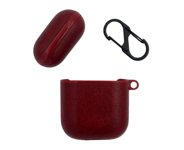 Кожаный чехол для подвешивания Airpods 1/2 CH0473 Wine Red недорого