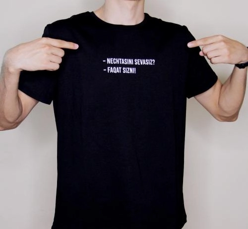 Футболка " - Nechtasini sevasiz? - Faqat sizni!" Black XL недорого