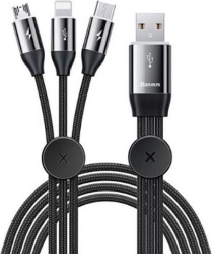 Кабель Baseus Car Co-sharing Cable USB For M+L+T 3.5A 1m Black недорого