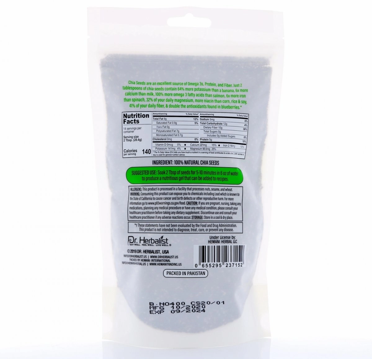 СЕМЕНА ЧИА HEMANI - CHIA SEEDS 400 ГР недорого