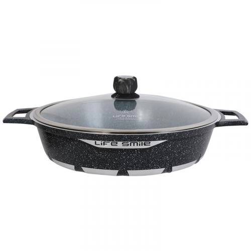 Granit qoplamali 40 sm Lifesmile kastryul-qo‘rasi (qora, kulrang, to‘q qizil) O'zbekistonda