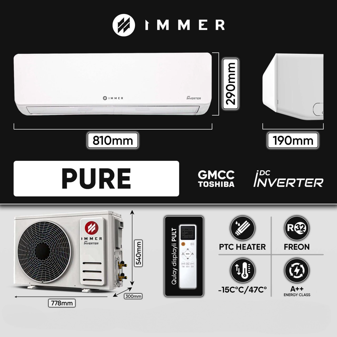 Кондиционер Immer Pure 12 DC Inverter arzon