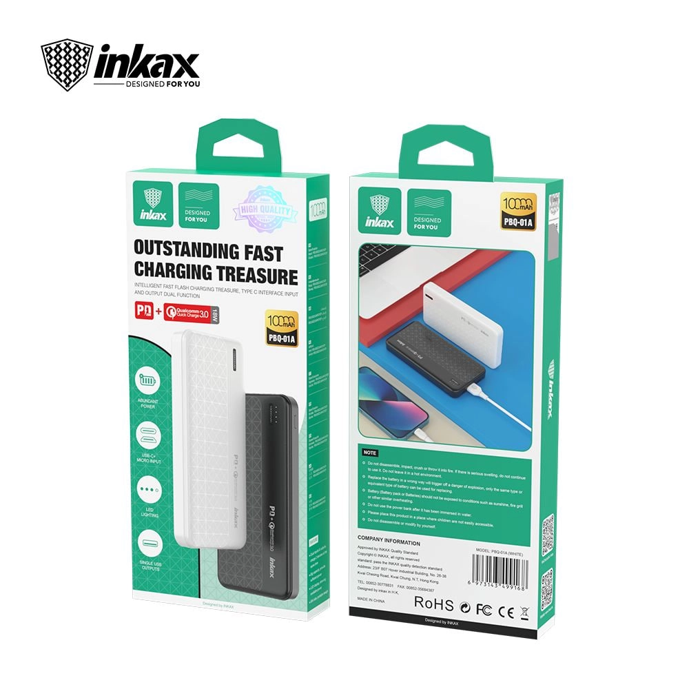 Inkax PBQ01A, 10000 mA/soat tashqi akkumulyatori arzon