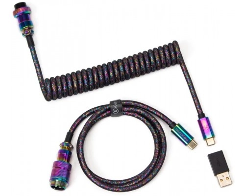 Cabel Type-A/Type-C Keychron Premium Coiled Aviator Cable-Straight Rainbow Palted black sotib olish