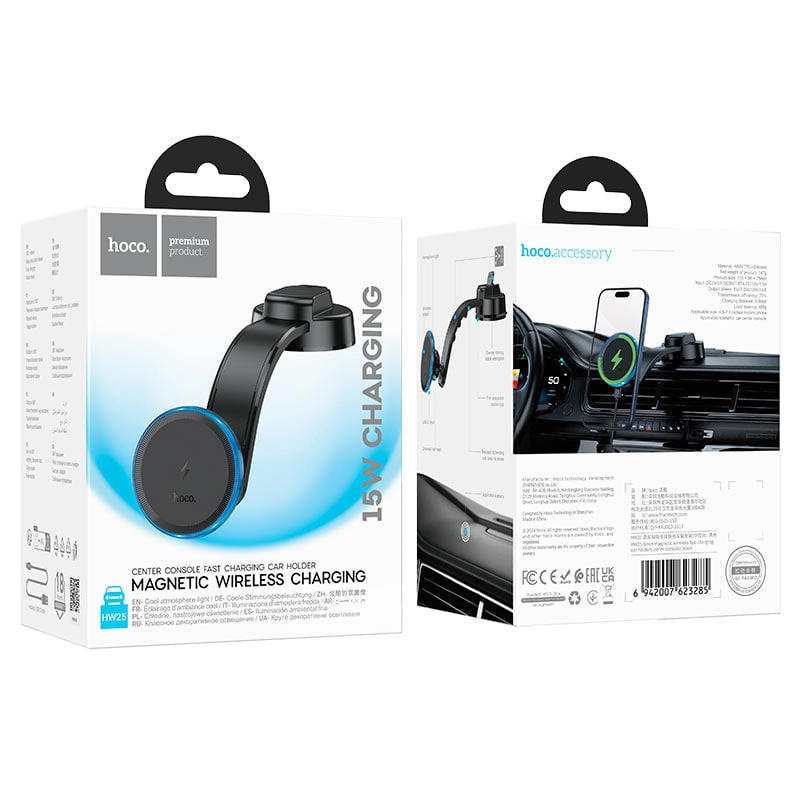 Держатель с беспроводной зарядкой Hoco HW25 доставка