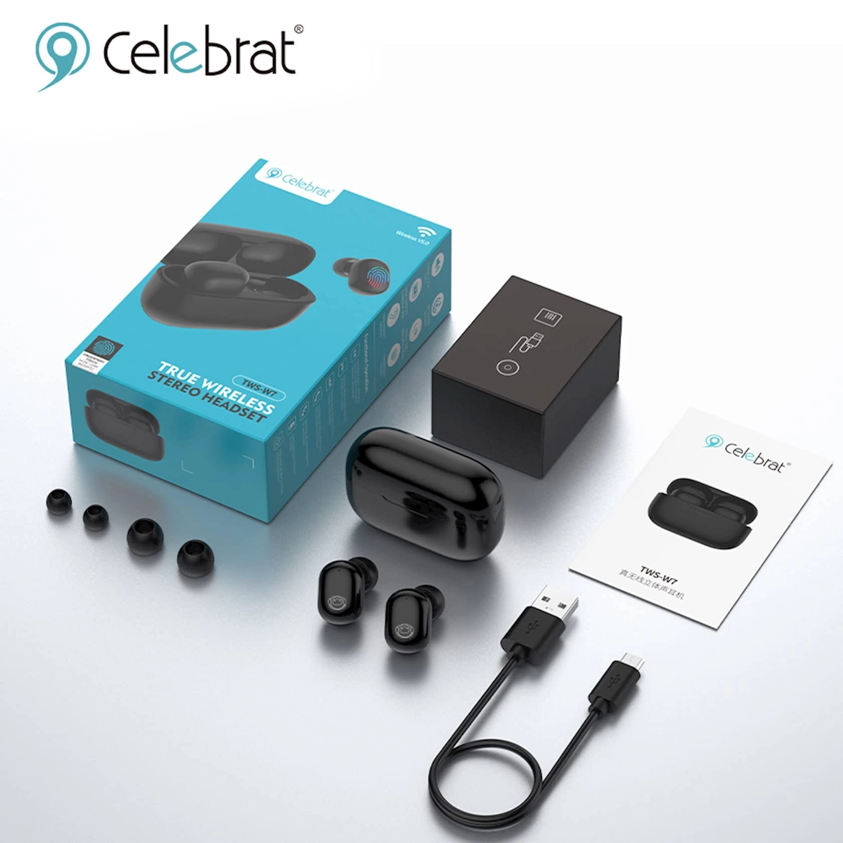 Celebrat TWS-W7 qora simsiz quloqchini O'zbekistonda