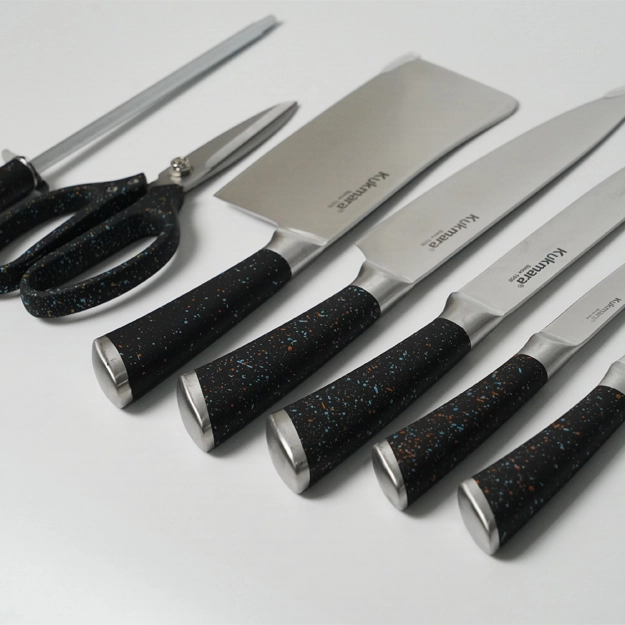 Kukmara Oshxona pichoqlari to‘plami 9 dona plastik stendli O'zbekistonda