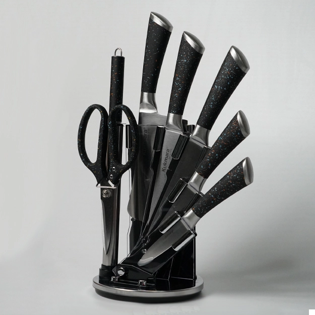 Kukmara Oshxona pichoqlari to‘plami 9 dona plastik stendli sotib olish