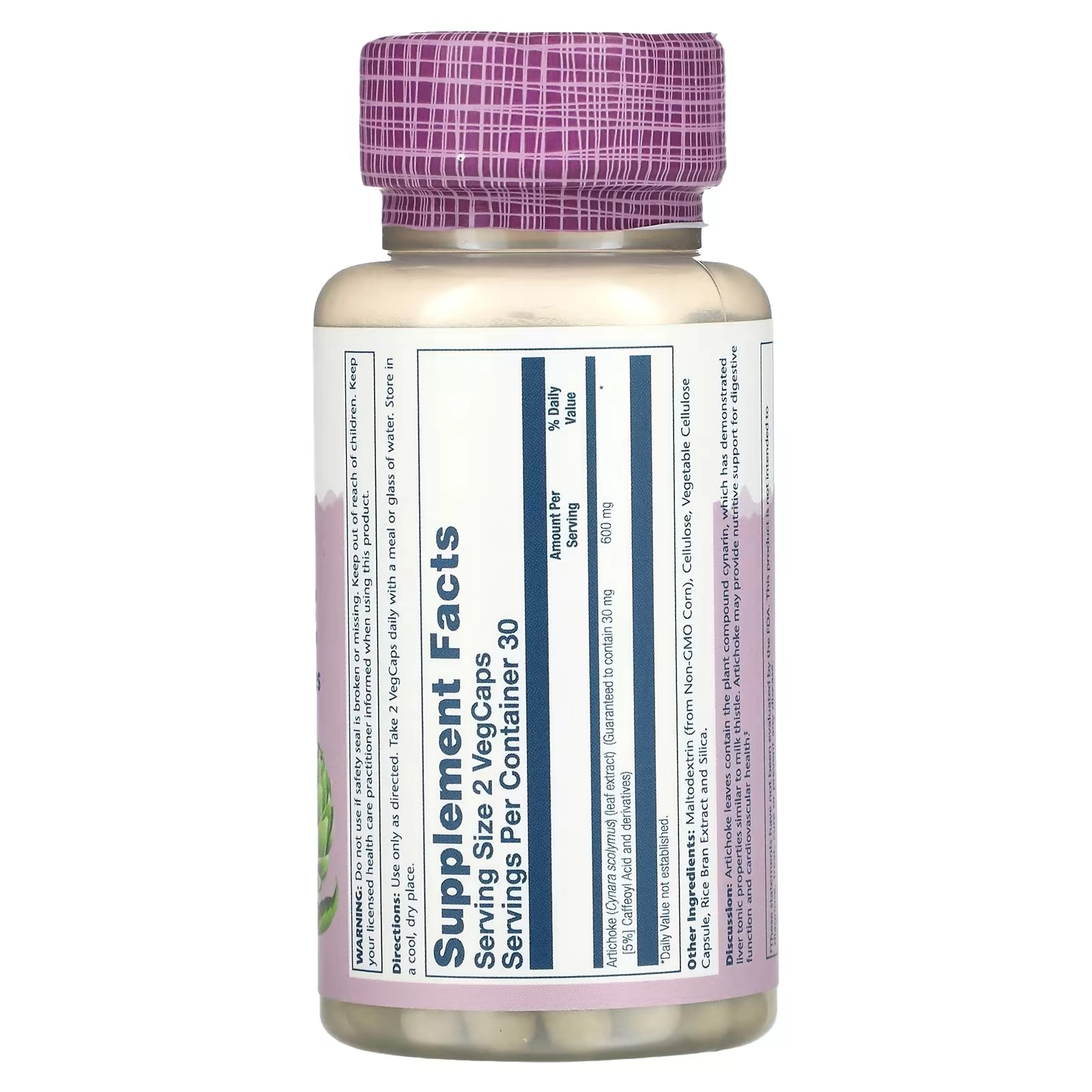 Solaray Artishok, 600 mg, 60 ta o‘simlik kapsulasi VegCaps (03080) sotib olish