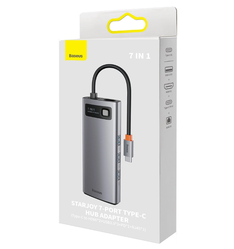 USB-концентратор Хаб Hub Baseus Metal Gleam Series 7 in 1 USB Type-C (WKWG040113) онлайн
