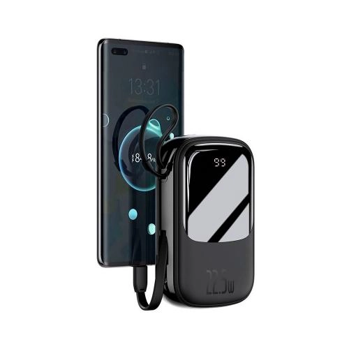 Baseus Qpow Digital Display 20000 mah Type-C 22.5W kabelli qora tashqi akkumulyatori arzon
