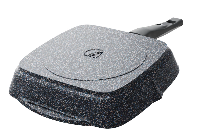 Сковорода Мечта квадрат съемной ручкой и крышкой Темно-синий (28см) рассрочка