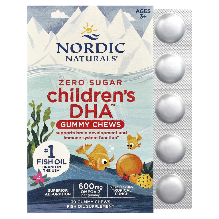 Nordic Naturals Children&rsquo;s DHA&trade; bolalar uchun chaynaydigan tabletkalar, tropik panch, 355 mg DHA, 30 dona (01709) sotib olish
