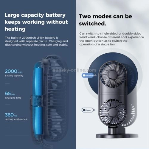 JOYROOM JR-CY312 (Black) ko‘chma mini-ventilyatori O'zbekistonda