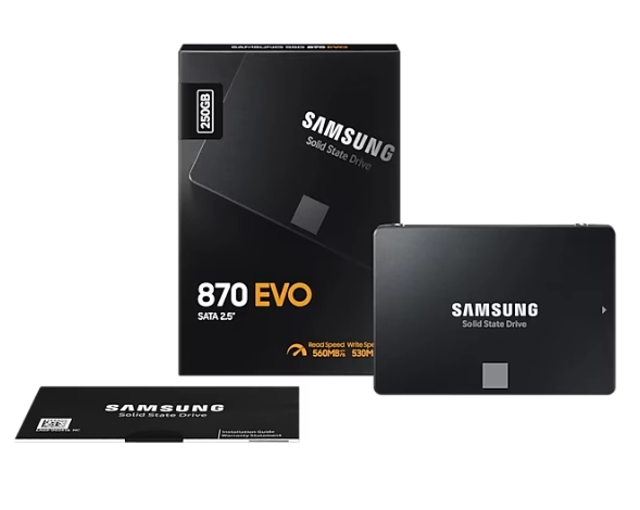 Samsung 870 EVO 250GB 2.5" SSD qattiq diski rasm bilan