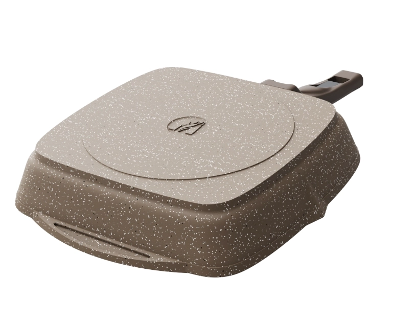 Сковорода Мечта квадрат несъемной ручкой и крышкой коричневый (28см) цена