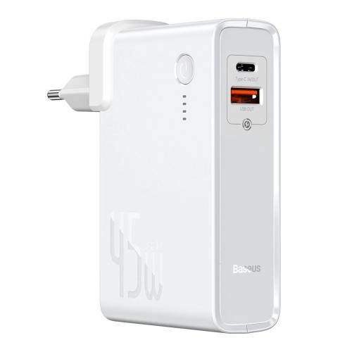 Baseus 45W 2-in-1 GaN charger 10000 mah (White) tashqi akkumulyatorli zaryadlash qurilmasi sotib olish